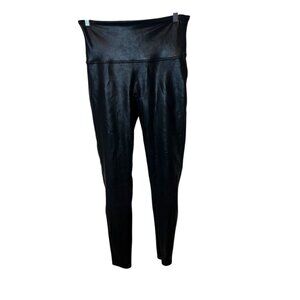 Spanx Faux Leather High-Waisted Leggings - Black - Size XL